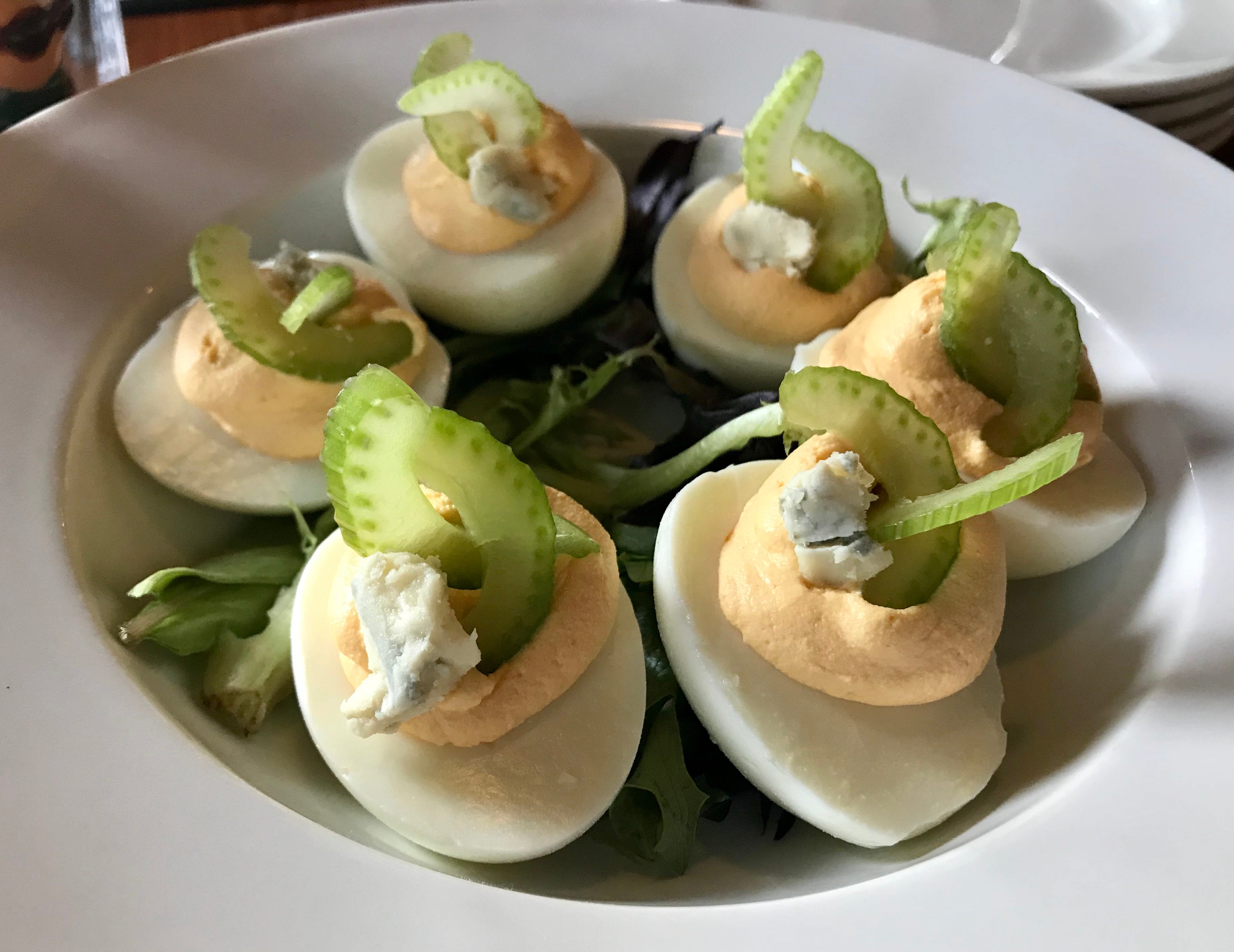 Lazy Susan has added entrees and sandwiches, but it still serves plenty of plates to share, including ever-changing deviled eggs. These were Buffalo-style, with celery and blue cheese.