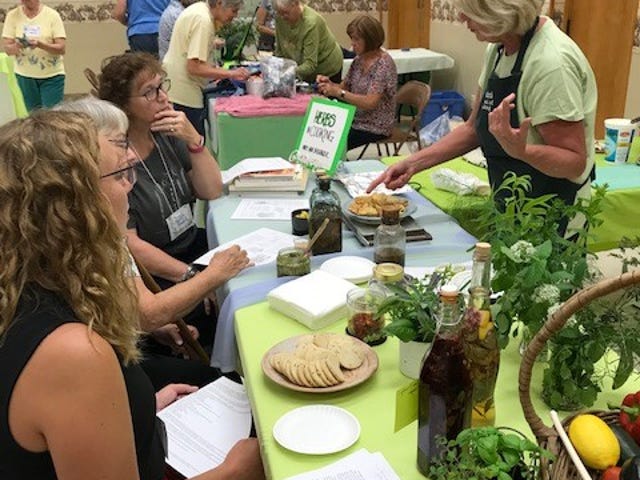 During the Earth, Wind and Flowers  Garden Club’s recent  guest night, Mary Ann Basinger shared a segment on cooking with herbs.