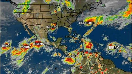 Six storms spun at the same time in the Atlantic and Pacific basins this week.