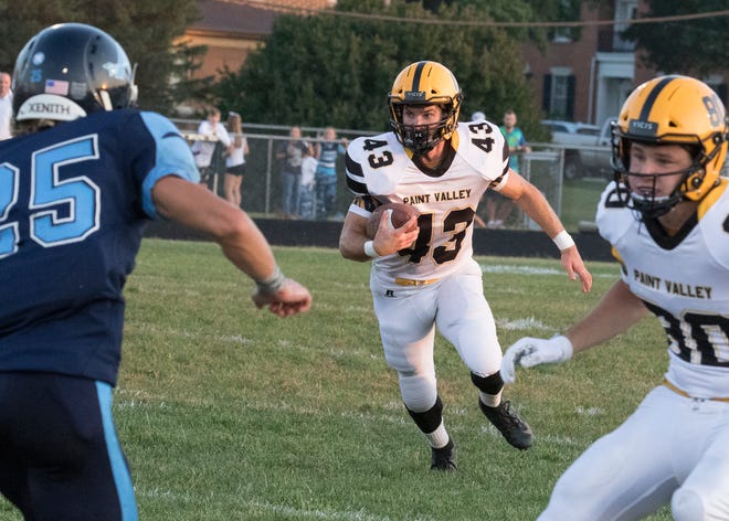 Paint Valley running back Brayden Ison runs the ball during a 21-14 win over Adena on Friday, September 20, 2019, in Frankfort, Ohio.