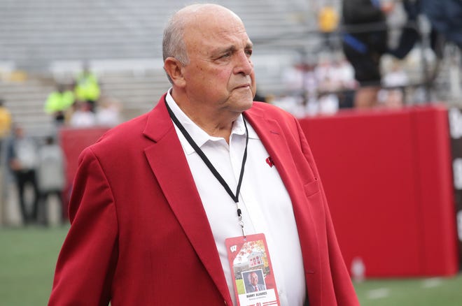 UW athletic director Barry Alvarez walks the sidelines before the Badgers' game against Michigan on Saturday at Camp Randall Stadium.