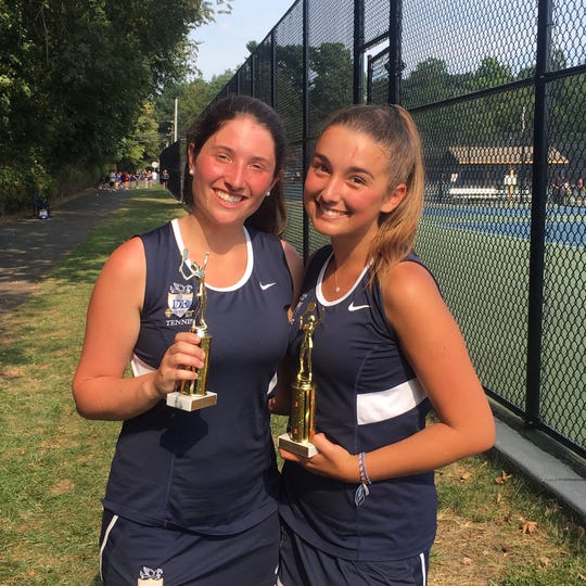 Dwight Englewood's Caroline Yaffa, left, and Gabby Lo Bue, Small schools first doubles champions.