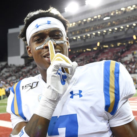 UCLA defensive back Mo Osling III celebrates after