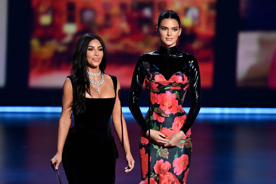 Kim Kardashian West and Kendall Jenner present at the Emmy Awards on Sept. 22, 2019.