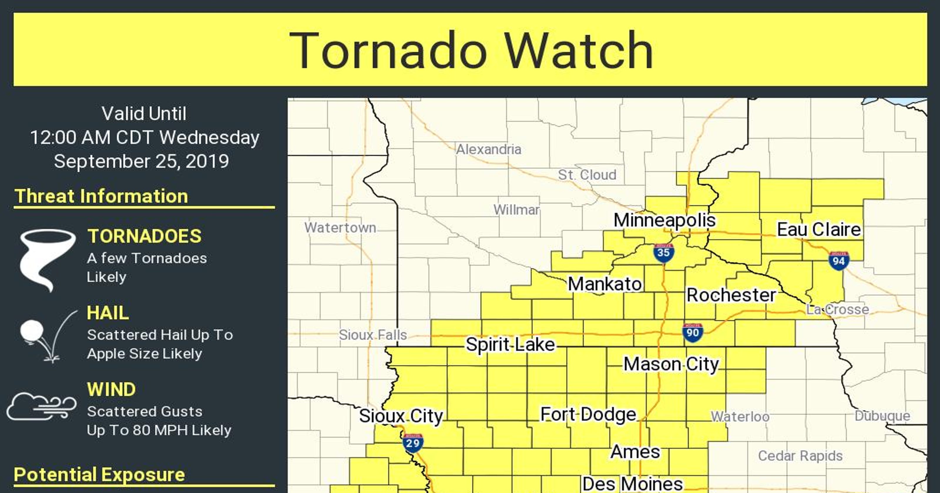 Iowa Weather Tornado Watch Issued Storms Expected In Des Moines