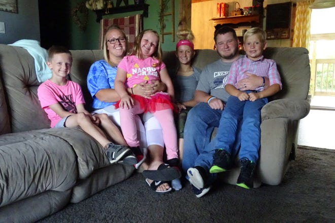 The Lavene family includes, from left, Billy, Jess, Karter, Addisyn, B and Dylan.
