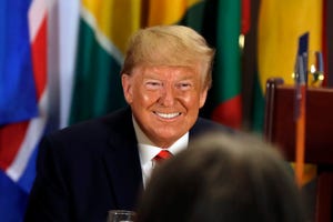 President Donald Trump participates in a luncheon hosted by United Nations Secretary General Antonio Guterres at the United Nations General Assembly, Tuesday, Sept. 24, 2019, in New York.