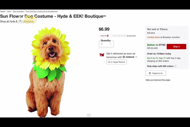 Thrills And Chills Dog Costume Size Chart