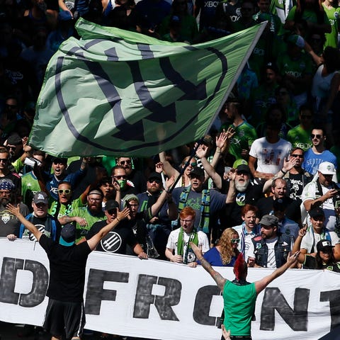 Seattle Sounders FC fans participate in the March 