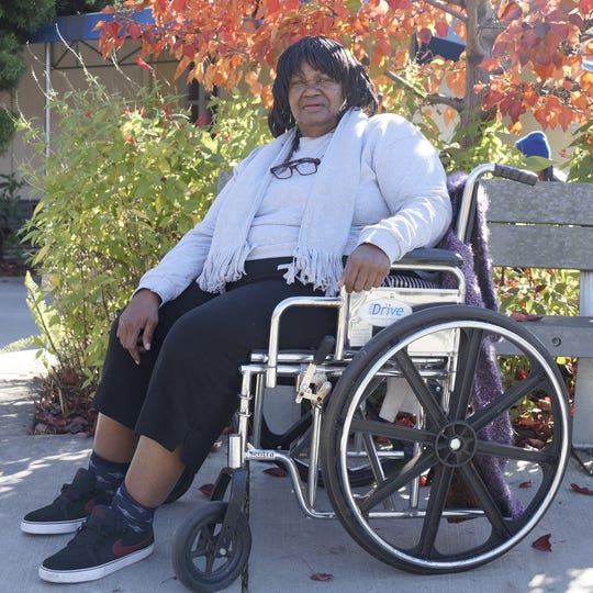 Madlynn Johnson, 73, has been homeless since 2014 and is a senior advocate at St. Mary's Center in Oakland, Calif.