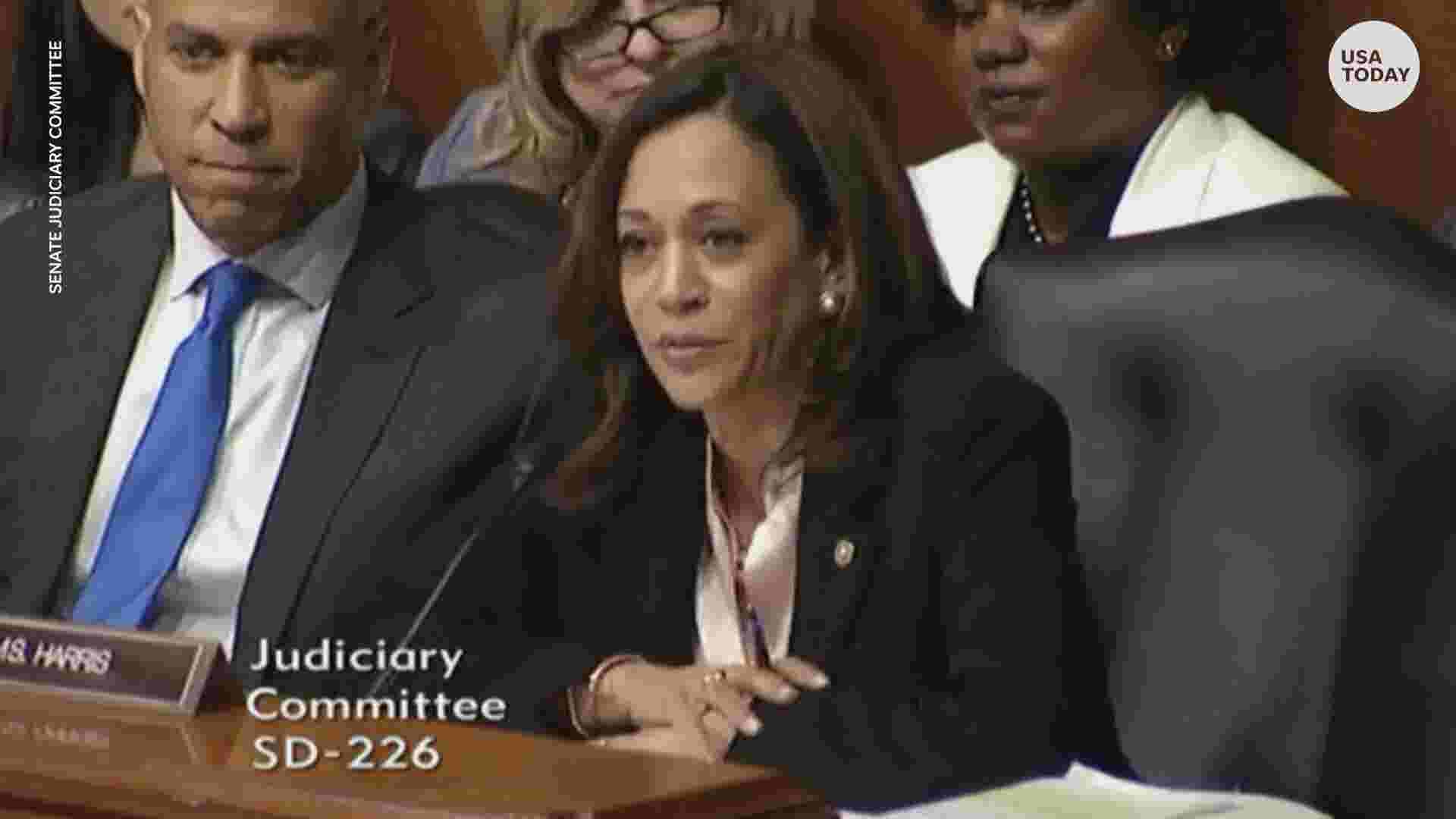 Kamala Harris asks William Barr if Trump requested investigations