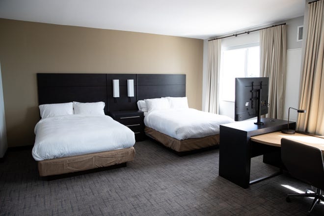 A queen bed room at the soon to open Residence Inn Corpus Christi Downtown located at 301 S Shoreline Boulevard. 