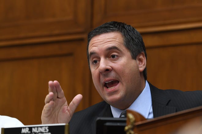 House Intelligence Committee Ranking Member Rep. Devon Nunes, R-Calif., addresses Acting Director of National Intelligence Joseph Maguire during testimony about his decision to not share a whistleblower complaint in front of the House Select Committee on Intelligence on Sept. 26, 2019 in Washington.