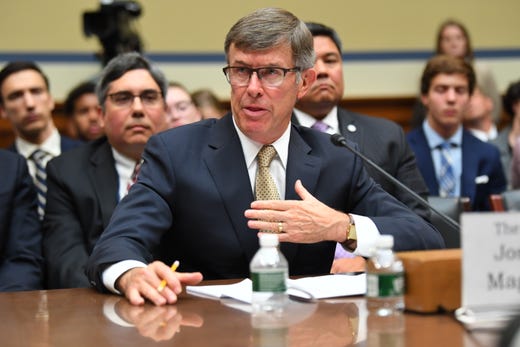 Joseph Maguire, acting Director of National Intelligence, testifies about his decision to not share a whistleblower complaint in front of the House Select Committee on Intelligence on Sept. 26, 2019 in Washington. A whistleblower complaint and Democratic outrage over President Donald Trump's discussions with the Ukrainian president have sparked yet another inquiry into Trump's interactions with foreign leaders and has spilled over into the 2020 presidential campaign.