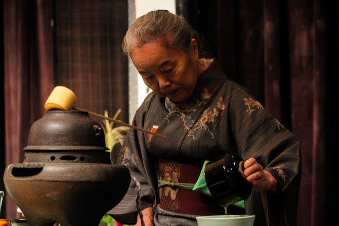 Host Mikiki Tanaka at Center for Global Engagement during Japanese Tea Ceremony on Wednesday, September 25.