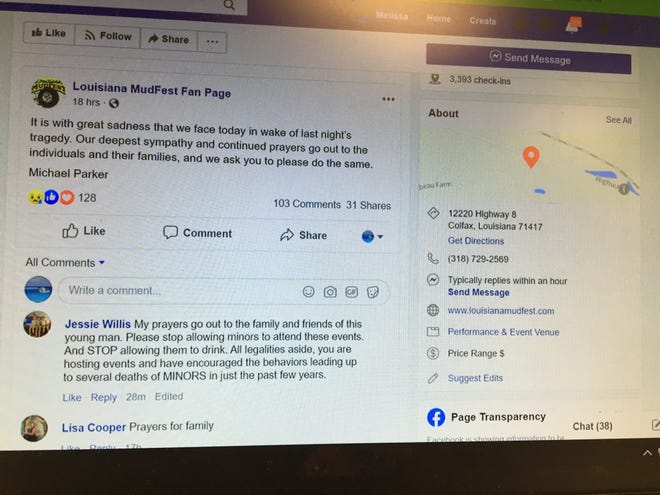 A post on the Louisiana Mudfest Fan Page asks for prayers after the death of a man Saturday during an event. The incident remains under investigation by the Rapides Parish Sheriff's Office.