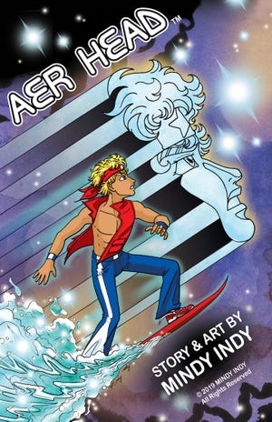 The hero, Aer, in Churchill High School graduate Mindy Indy's latest comic.