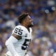Vontaze Burfict #55 of the Oakland Raiders is ejected from the game during game against the Indianapolis Colts at Lucas Oil Stadium on September 29, 2019 in Indianapolis, Indiana.