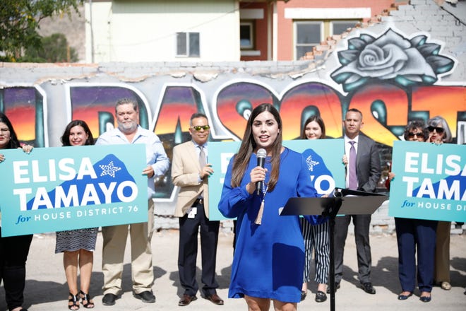 Elisa Tamayo, a daughter of Mexican immigrants, announced her candidacy for one of El Paso's seats in the Texas House of Representatives before a group of family and supporters.