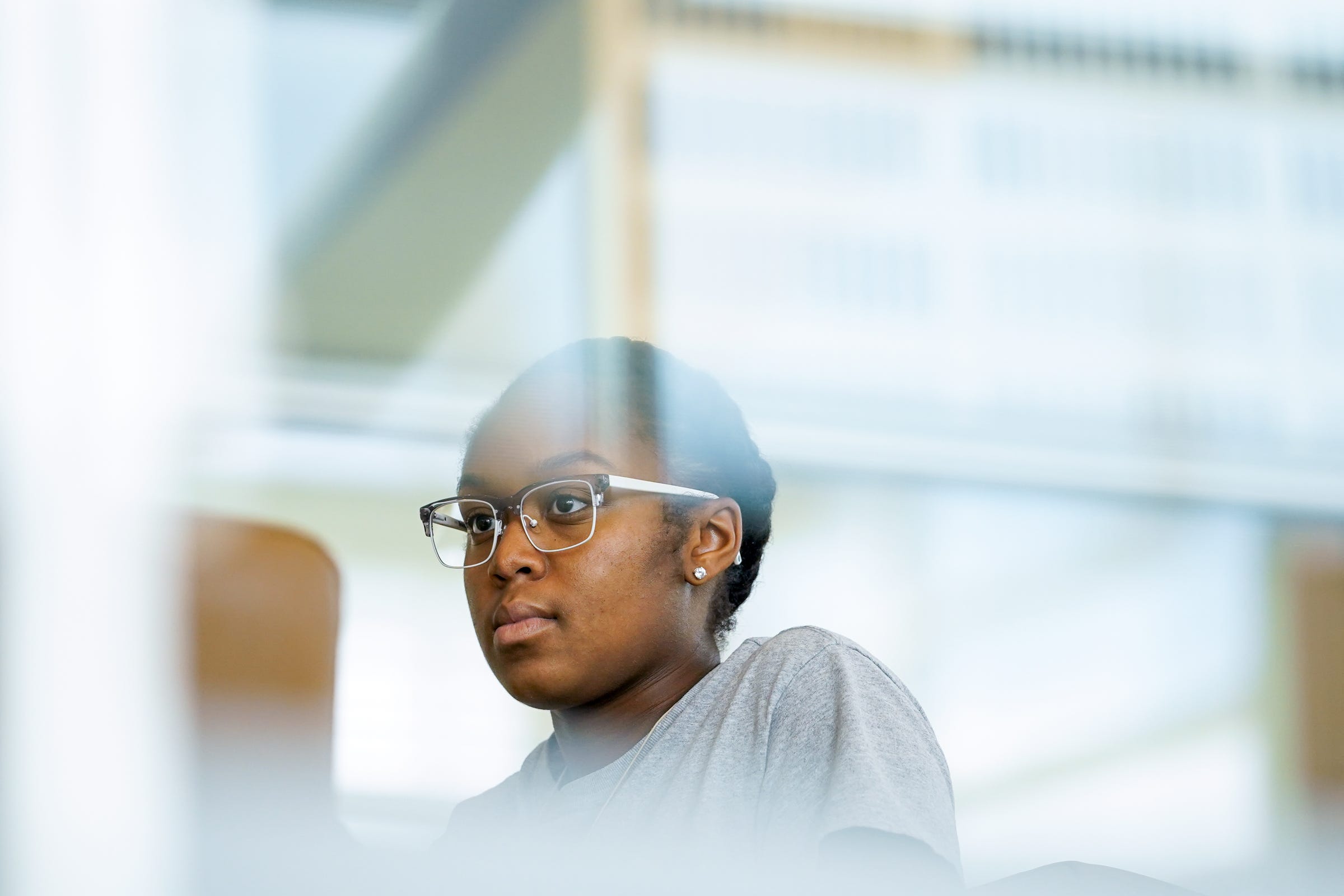 Maya Mohammed talks about her concerns with student loans at the Wayne State University Student Center in Detroit on Wednesday, Sept. 4, 2019.