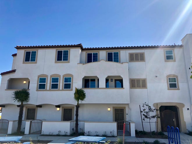 This is a row of apartments at Ormond Beach Villas, a new affordable-housing complex in Oxnard for veterans. It was opened by nonprofit Many Mansions.
