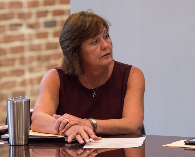 Board President and LEAD Founder Charlotte Meadows speaks during a board meeting at LEAD Academy in Montgomery, Ala., on Wednesday, Oct. 2, 2019.