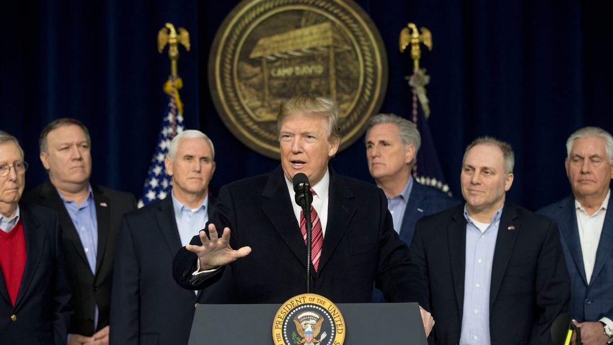 President Donald Trump at the Congressional Republican Leadership Retreat at Camp David, Maryland, in 2018.