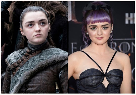 Maisie Williams At Hbo'S &Quot;Game Of Thrones&Quot; Final Season Premiere In New York On April 3, 2019, Right, And Her Character Arya Stark.