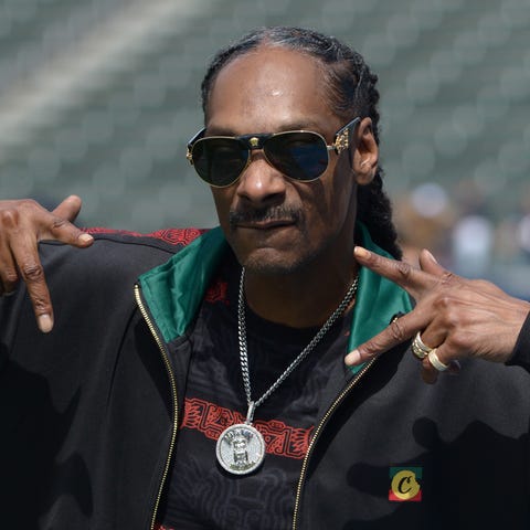 Snoop Dogg before a Chargers-Rams game.