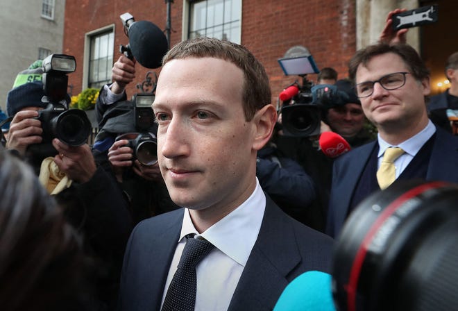 Facebook CEO Mark Zuckerberg leaves The Merrion Hotel in Dublin after a meeting with politicians to discuss regulation of social media and harmful content on April 2, 2019. (Niall Carson/PA Wire/Abaca Press/TNS)
