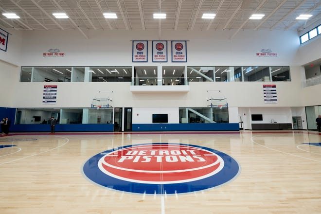 One of the two courts inside the Detroit Pistons Performance Center in Detroit.