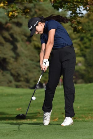 Violet Sinishtaj of Hartland shot 86 during the regional golf tournament at Oak Pointe Country Club on Monday, Oct. 7, 2019.