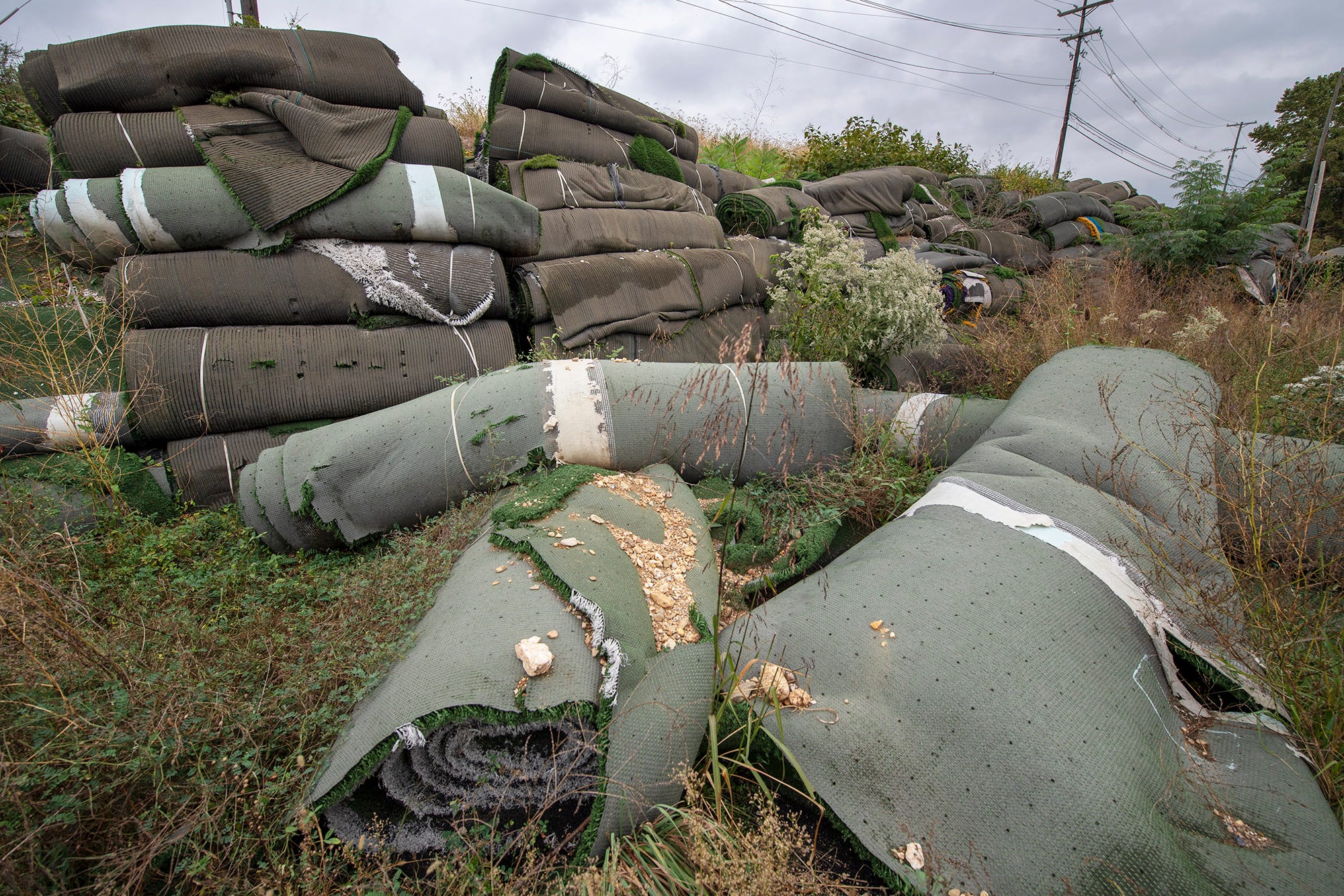 Discarded turf near the intersection of Loucks Road and Route 30.