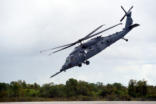 A new combat rescue helicopter, the HH-60W "Whiskey" model of the Pave Hawk, was on display during a ceremony at the Sikorsky Development Flight Center in Jupiter on Monday, Oct. 7, 2019. Four HH-60W aircraft are undergoing testing and five more are in production.