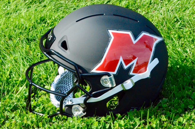 Marine City Cardinal Mooney's football team received new VICIS helmets on Monday, Oct. 7, 2019