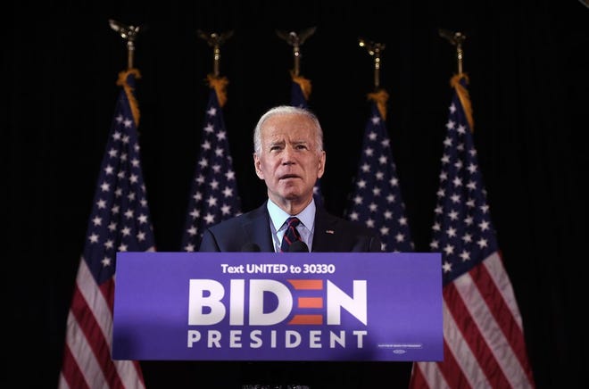 In this file photo taken on September 23, 2019 Democratic presidential hopeful Joe Biden makes a statement on Ukraine corruption during a press conference at the Hotel Du Pont in Wilmington, Delaware. (Photo by Olivier Douliery / AFP)