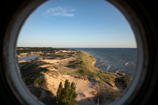 The shoreline of Lake Michigan seen from Big Sable Point Lighthouse in Ludington Sate Park Thursday, July 11, 2019. 