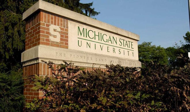 A sign at the Michigan State University campus in East Lansing, Michigan.