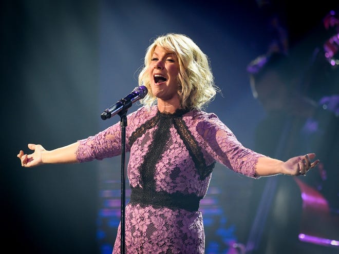 Natalie Grant performs for the audience during the 47th annual Dove Awards show at Lipscomb University's Allen Arena Oct. 11, 2016.