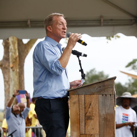 Democratic presidential candidate, Tom Steyer spea