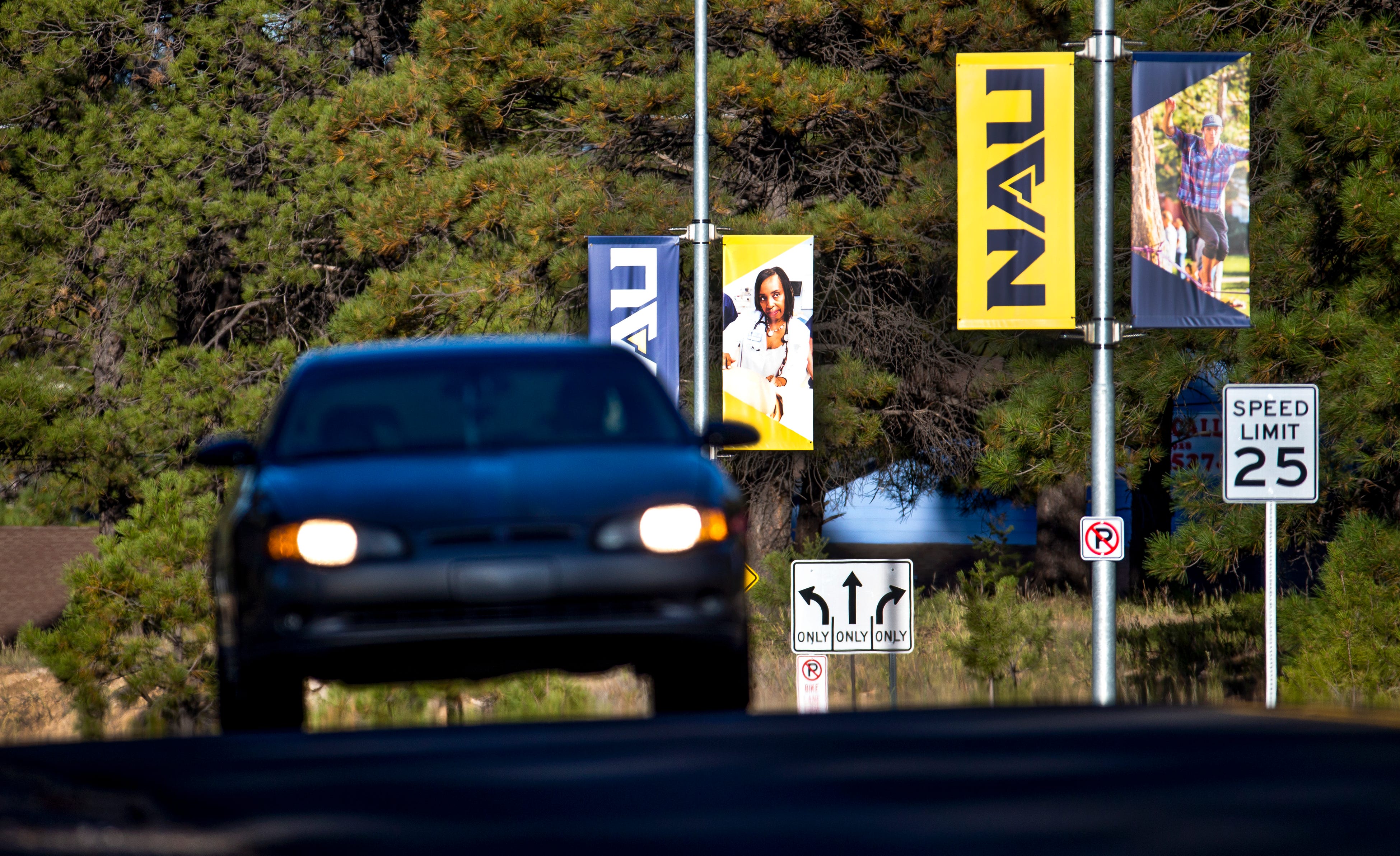 A driver makes their way on campus at Northern Arizona University in Flagstaff on Oct. 2, 2019.