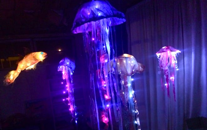 Handmade jellyfish lanterns at a previous Crooked Lighthouse Lantern Festival.