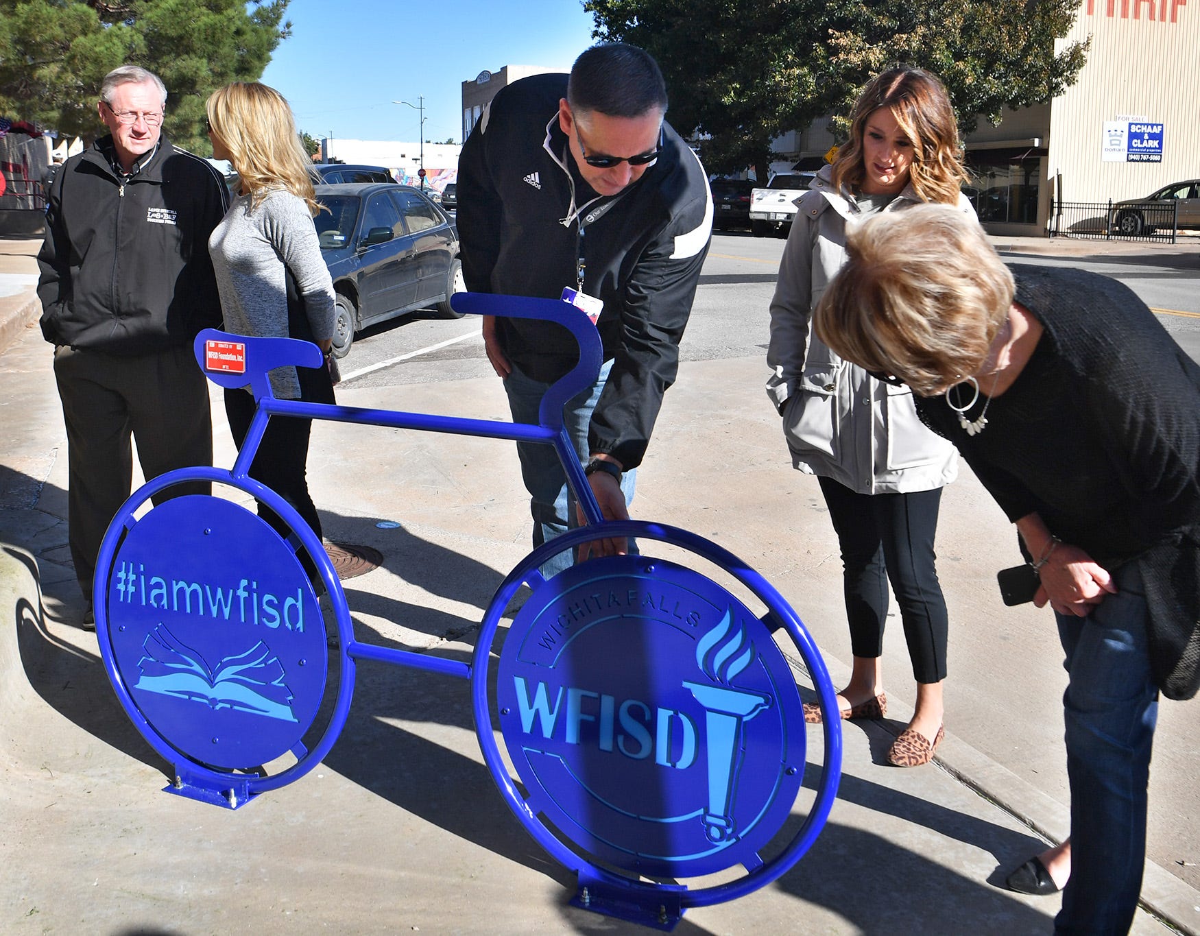 blue bike rack