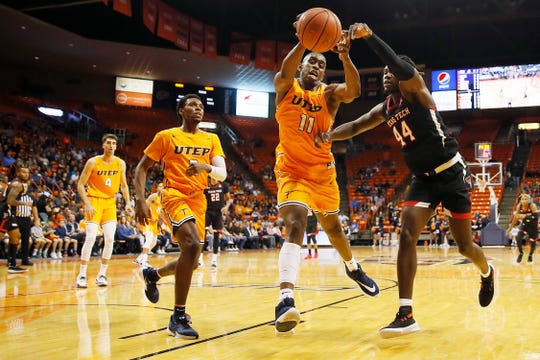 UTEP's Bryson Williams goes against Texas Tech's Chris Clarke during the game Saturday, Oct. 12, at the Don Haskins center in El Paso.