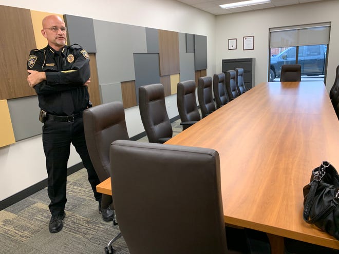 Muskego Police Chief Richard Rens stands inside the new police station's largest rooms, a conference room, during a tour of the new building in October 2019. Rens announced on Feb. 24 he is retiring. His successor, Muskego Police Detective Stephen Westphal, will take over on April 16.