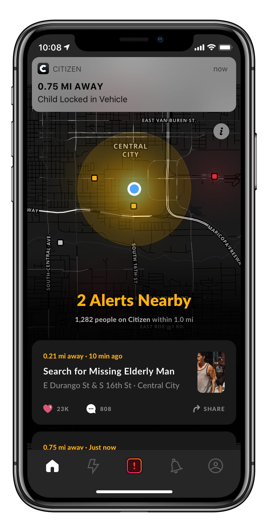 Citizen, a crime-reporting and -tracking app, comes to the Phoenix area