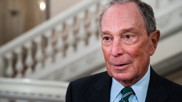 Former New York Mayor Michael Bloomberg arrives at