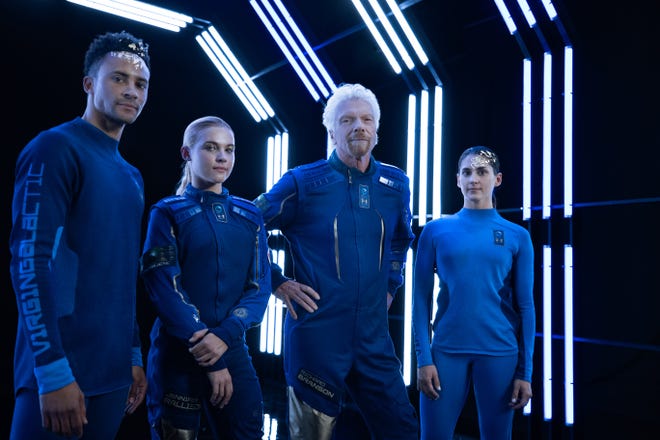 Virgin Galactic and Under Armor unveiled the first line of space apparel for Virgin Galactic crew members, including commercial passengers, on October 15, 2019 in New York City.  At the center is the founder of Virgin Galactic, Richard Branson.