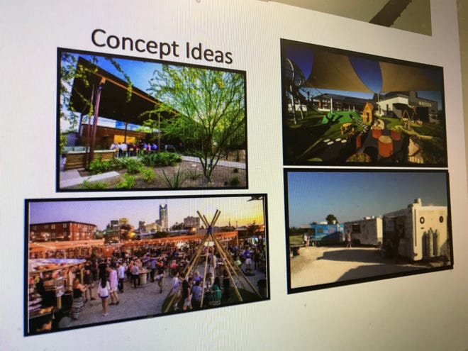 A screenshot of concept art for an entertainment venue in the Southland neighborhood presented at San Angelo City Council Oct. 15, 2019.