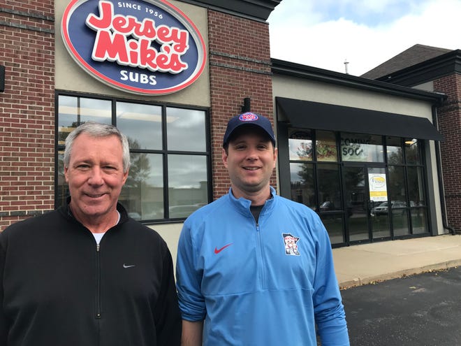 Greg and Andrew Ticknor, franchise owners of Sioux Falls' first Jersey Mike's Subs location, stand in front of the restaurant set to open Oct. 30 at 4908 S. Louise Ave.